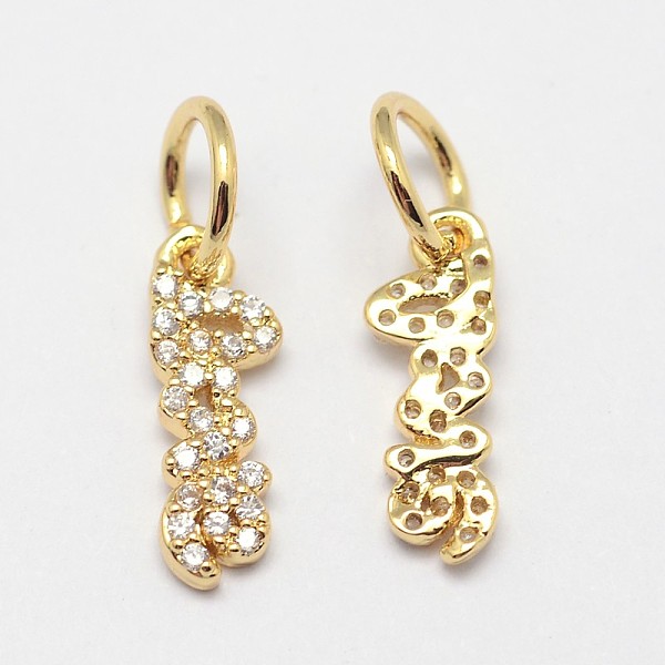

PandaHall Brass Micro Pave Grade AAA Cubic Zirconia Charms, Cadmium Free & Nickel Free & Lead Free, Real 18K Gold Plated, 13.5x5x1.5mm, Hole...
