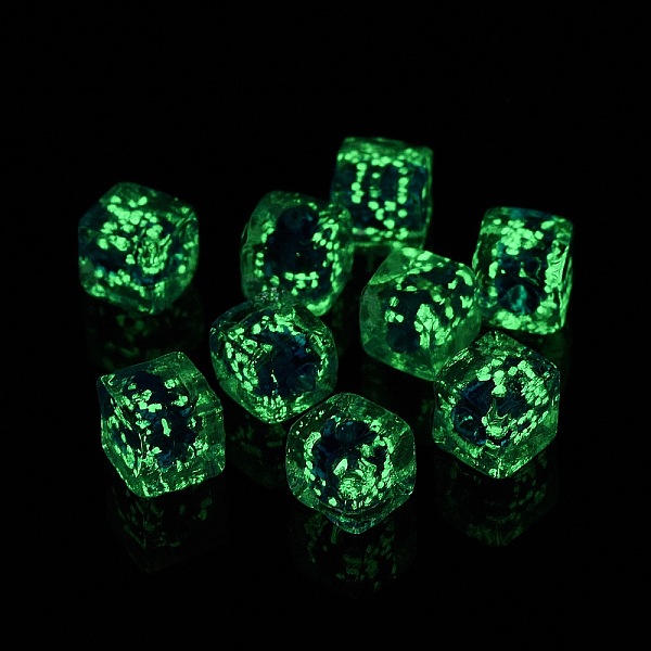 

PandaHall Luminous Glass Bead, Glow in the Dark, Cube, Blue, 11x11x10mm, Hole: 1.6mm Glass Cube Blue