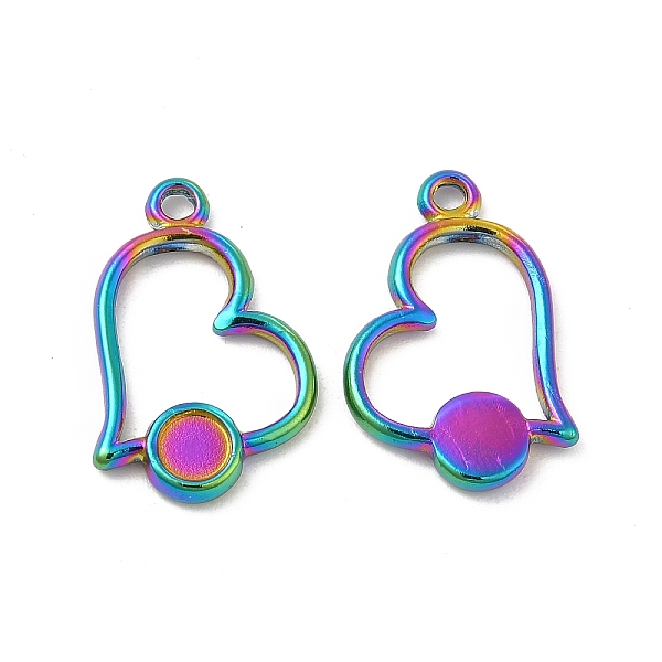 

PandaHall Ion Plating(IP) 304 Stainless Steel Pendants, Heart with Round Tray, Rainbow Color, 14x16x2mm, Hole: 1.6mm, Tray: 4mm 304...