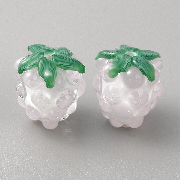 

PandaHall Handmade Lampwork Beads, Grape, White, 14x12mm, Hole: 1.5mm Lampwork Fruit White