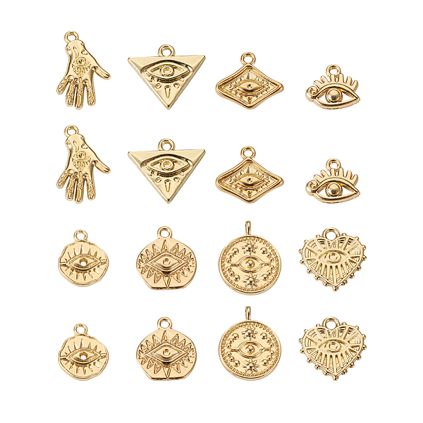 

PandaHall 32Pcs 8 Style Alloy Pendants, Evil Eye Theme Charms, Golden, Triangle & Rhombus & Heart, Mixed Patterns, 11~20.5x12~16x1.5~3mm...