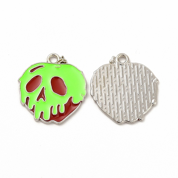 

PandaHall Rack Plating Alloy Enamel Pendants, Cadmium Free & Nickel Free & Lead Free, Halloween Theme, Apple Skull Charm, Platinum, Lawn...