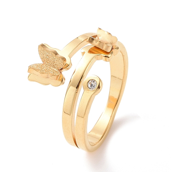 

PandaHall Crystal Rhinestone Butterfly Finger Ring, Ion Plating(IP) 304 Stainless Steel Jewelry for Women, Golden, US Size 6~9(16.5~18.9mm)..., Clear