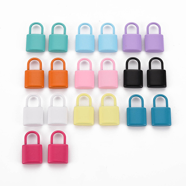 

PandaHall Spray Painted Alloy Pendants, Cadmium Free & Lead Free, Padlock, Mixed Color, 18.5x11x4mm, Hole: 5.5x6mm Alloy Lock Multicolor
