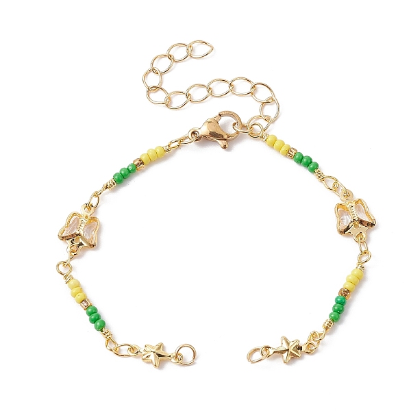 

PandaHall Brass Star & Butterfly Link Chain Bracelet Making, with Lobster Claw Clasp, Fit for Connector Charms, Golden, 5-7/8 inch(14.8cm)...