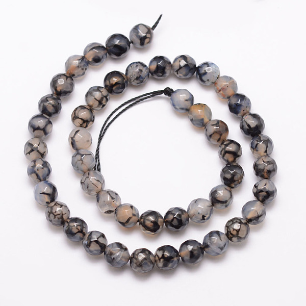 

PandaHall Natural Dragon Veins Agate Bead Strands, Round, Grade A, Faceted, Dyed & Heated, Black, 8mm, Hole: 1mm, about 47pcs/strand, 15...
