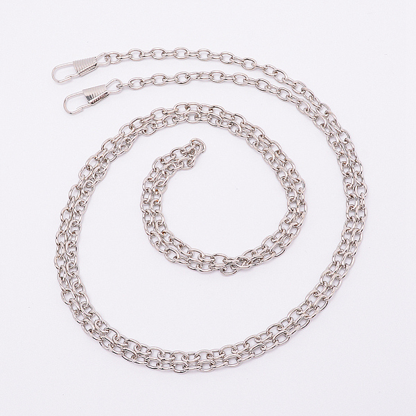 

PandaHall Bag Strap Chains, Iron Cable Chains, with Clasps, Bag Accessories, Platinum, 120cm, Link: 7x5x1mm, Clasps: 25x9x3mm, hole: 5x4mm...