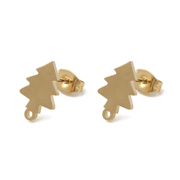 

PandaHall Ion Plating(IP) 304 Stainless Steel Stud Earring Findings, Christmas Tree, Golden, 12x8mm, Hole: 1.2mm, Pin: 0.7x11mm 304...