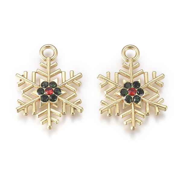 

PandaHall Golden Plated Alloy Pendants, with Rhinestone, Snowflake, for Christmas, Colorful, 19x14.3x2.3mm, Hole: 2mm Alloy+Rhinestone..., Multicolor