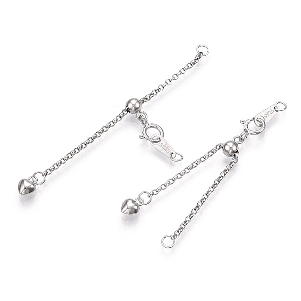 

PandaHall 925 Sterling Silver Chain Extender, with S925 Stamp, with Clasps & Curb Chains, Real Platinum Plated, 50mm, Links: 53x1x0.5mm;...