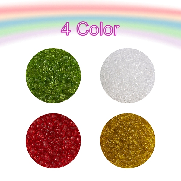 

PandaHall 1000Pcs 4 Colors 8/0 Transparent Glass Seed Beads, Small Craft Beads for DIY Jewelry Making, Round, Mixed Color, 8/0, 3mm, about..., Multicolor