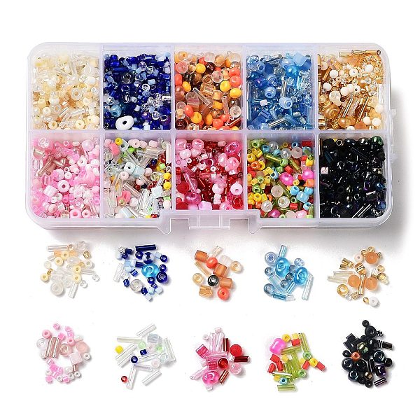 

PandaHall DIY Jewelry Making Finding Kit, Mixed Shape Glass & Seed Beads, Mixed Color, 2~6x2~4x2~7mm, Hole: 0.6~1.8mm, Box: 68x129x22mm..., Multicolor