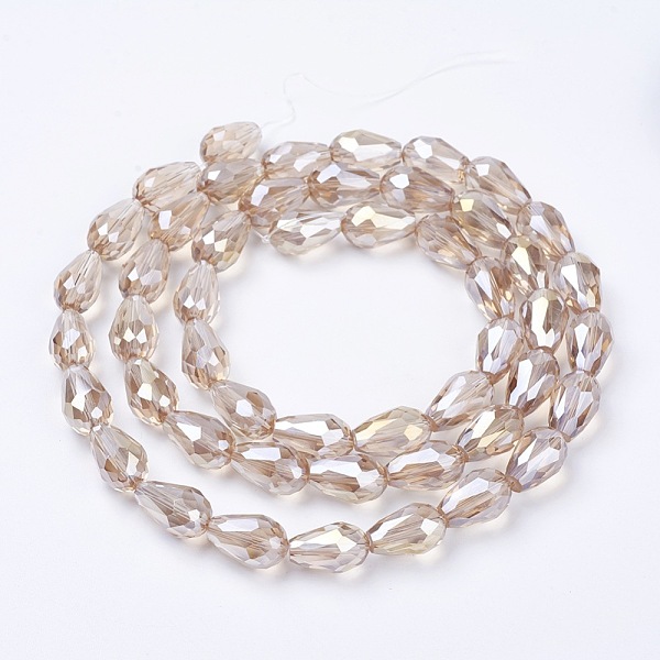 

PandaHall Electroplate Glass Beads Strands, AB Color Plated, Faceted Teardrop, Linen, 15x10mm, Hole: 1mm, 50pcs/strand, 27.1 inch Glass..., Brown