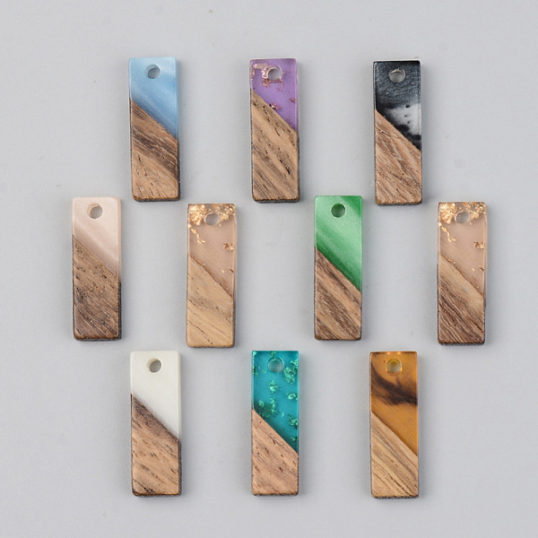 

PandaHall Resin & Walnut Wood Pendants, Rectangle, Mixed Color, 20x6.5x3mm, Hole: 1.8mm Resin+Wood Rectangle Multicolor