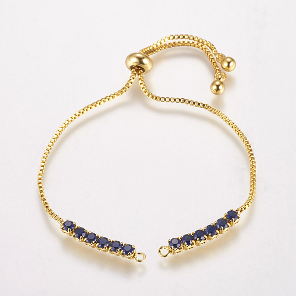 

PandaHall Brass Chain Bracelet Making, Box Chain Bracelets, Slider Bracelets Making, with Cubic Zirconia, Square, Real 18K Gold Plated...