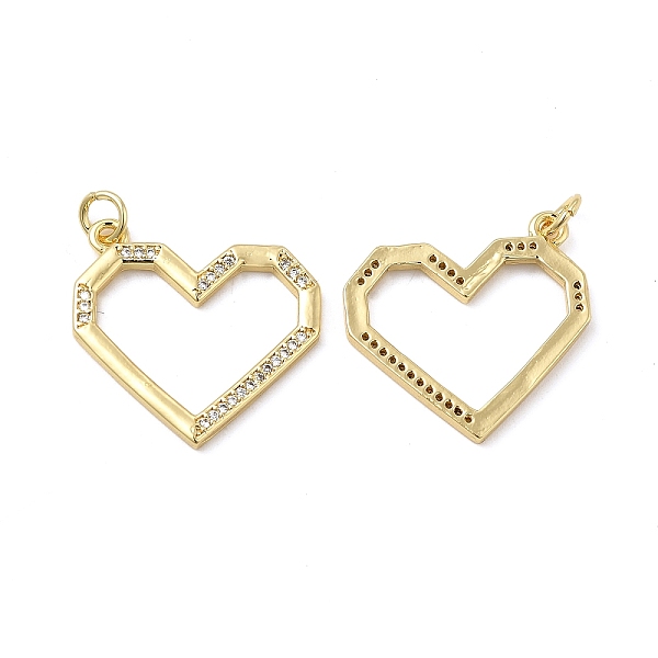 

PandaHall Brass Micro Pave Cubic Zirconia Pendants, with Jump Ring, Faceted Heart Charm, Real 18K Gold Plated, 21x23x2mm, Hole: 3.5mm..., Clear