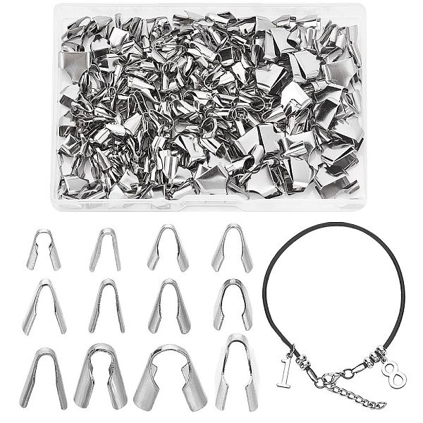 

PandaHall 360Pcs 12 Style 304 Stainless Steel Folding Crimp Cord Ends, Stainless Steel Color, 6~11x2~11.5x2~5mm, Hole: 2~6x0.8~5mm...