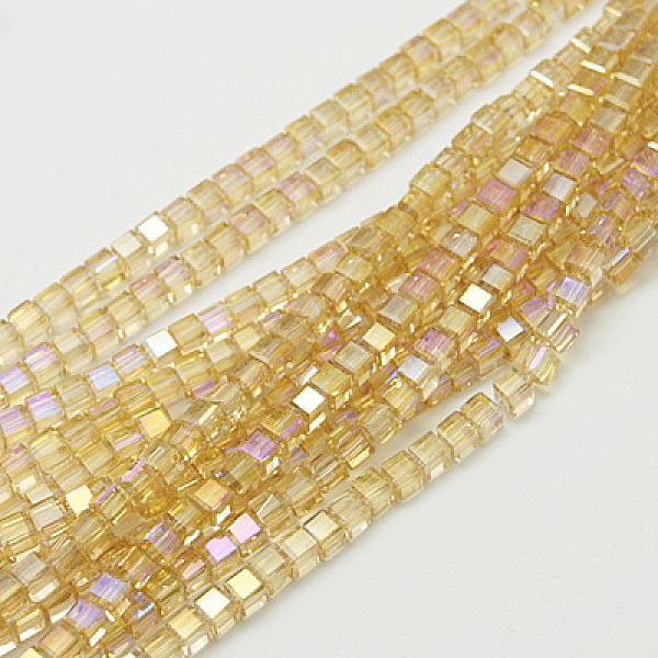 

PandaHall Electroplate Glass Beads Strands, AB Color Plated, Faceted, Cube, Light Khaki, 5~6x5~6x5~6mm, Hole: 1mm, 95~100pcs/strand, 54~57cm...