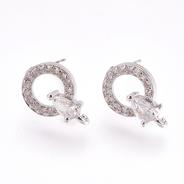 

PandaHall Brass Micro Pave Cubic Zirconia Stud Earring Findings, with Loop, Lead Free & Cadmium Free, Ring with Teardrop, Clear, Platinum...