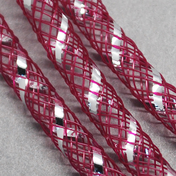 

PandaHall Mesh Tubing, Plastic Net Thread Cord, with Silver Vein, Medium Violet Red, 8mm, 30 yards/Bundle Plastic Red
