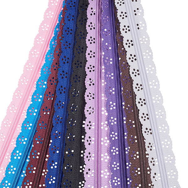 

PandaHall Garment Accessories, Nylon Lace Zipper, Zip-fastener Components, Mixed Color, 54x2.4cm, 2strands/color, 48strands/set Nylon..., Multicolor
