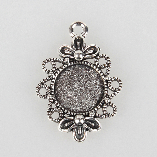 

PandaHall Tibetan Style Filigree Alloy Pendant Cabochon Settings, Cadmium Free & Lead Free, Antique Silver, Flat Round Tray: 12mm, 30x21x3mm...