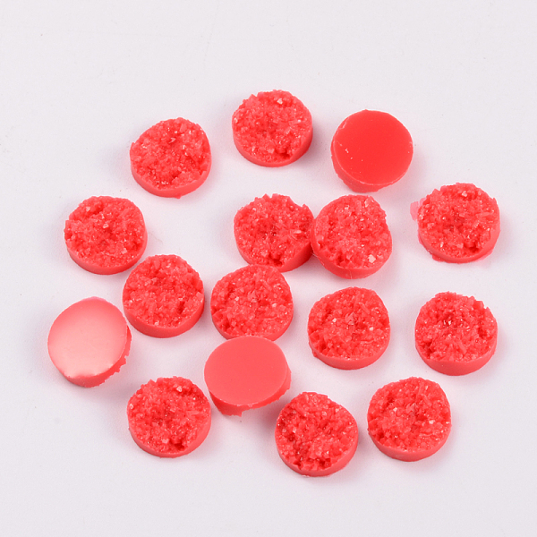 

PandaHall Druzy Resin Cabochons, Flat Round, Crimson, 12x5mm Resin Flat Round Pink