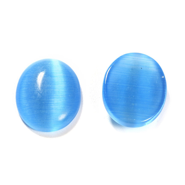 

PandaHall Cat Eye Cabochons, Oval, Royal Blue, 25x18x3~4mm Glass Oval Blue