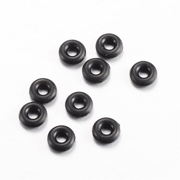 

PandaHall Rubber O Rings, Donut Spacer Beads, Fit European Clip Stopper Beads, Black, 2mm Synthetic Rubber Donut Black