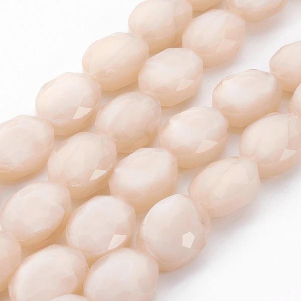 

PandaHall Pearl Luster Plated Glass Bead Strands, Faceted Oval, Antique White, 16x12x7~7.5mm, Hole: 1mm, about 24pcs/strand, 15 inch Glass..., Orange