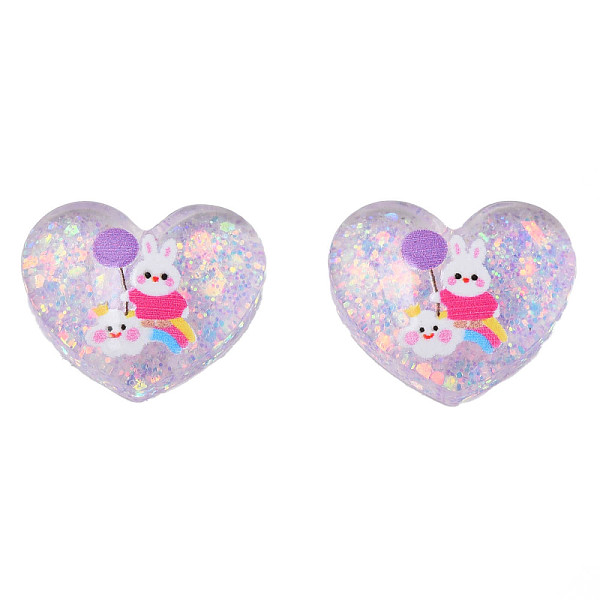 

PandaHall Printed Translucent Epoxy Resin Cabochons, with Paillettes, Heart, Lilac, 16.5x20x6mm Epoxy Resin Heart Purple