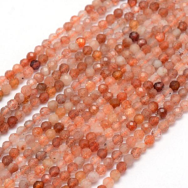 

PandaHall Natural Sunstone Beads Strands, Faceted, Round, 4mm, Hole: 0.5mm, about 105pcs/strand, 15.35 inch(39cm) Sunstone Round