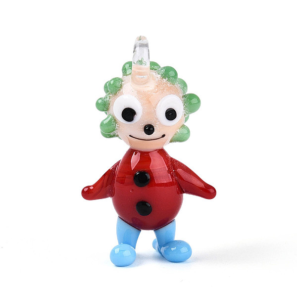 手作りのランプワークのピエロの置物ペンダント