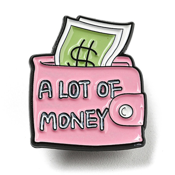 

PandaHall Eye-catching Enamel Pins, Black Alloy Brooch for Backpack Clothing, Wallet with Word A Lot of Money, Pink, 27x23x1mm Alloy+Enamel...