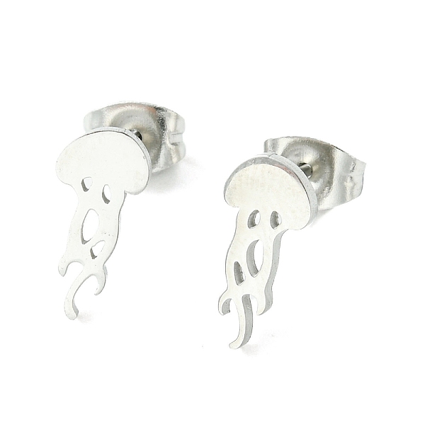 

PandaHall Cute Little Animal Theme 304 Stainless Steel Stud Earrings, Jellyfish, 12x5.5mm 304 Stainless Steel Jellyfish