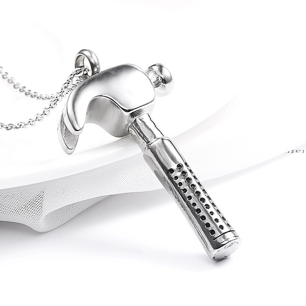 

PandaHall Hammer Urn Ashes Pendant Necklace, 316L Stainless Steel Memorial Jewelry for Men Women, Silver, 17.72 inch(45cm) 316L Surgical...