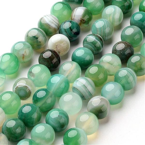 

PandaHall Natural Striped Agate/Banded Agate Beads Strands, Round, Dyed & Heated, Sea Green, 8mm, Hole: 1mm, about 48pcs/strand, 14.1 inch...