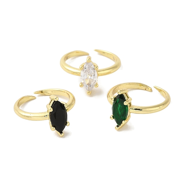 

PandaHall Rack Plating Brass Micro Pave Cubic Zirconia Adjustable Rings, Long-Lasting Plated, Lead Free & Cadmium Free, Horse Eye, Mixed..., Multicolor