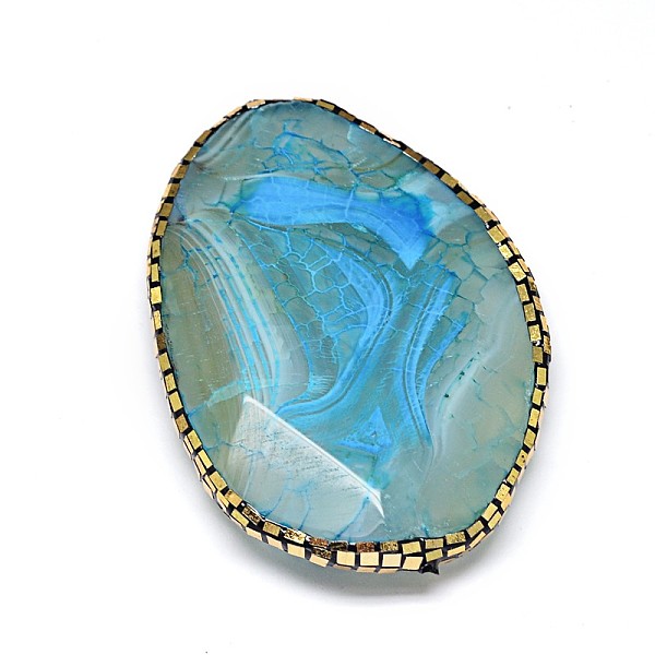 

PandaHall Faceted Nuggets Natural Dragon Veins Agate Beads, Dyed, with Shell and Foils, 56~66x38~45x10~12mm, Hole: 2mm Dragon Veins Agate...