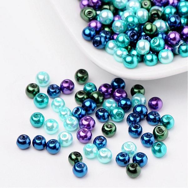 

PandaHall Ocean Mix Pearlized Glass Pearl Beads, Mixed Color, 4mm, Hole: 1mm, about 400pcs/bag Glass Round Multicolor