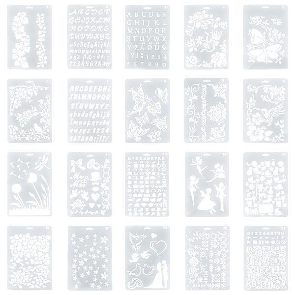 

PandaHall Plastic Drawing Painting Stencils Templates, Rectangle with Flora Pattern, White, 25.5x17.4x0.04cm, 20pcs/set Plastic Flower White