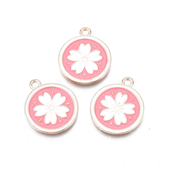 

PandaHall Alloy Enamel Pendants, Cadmium Free & Lead Free, Flat Round with Flower, White, 20.5x17.5x1.5mm, Hole: 1.6mm Alloy+Enamel Flat...