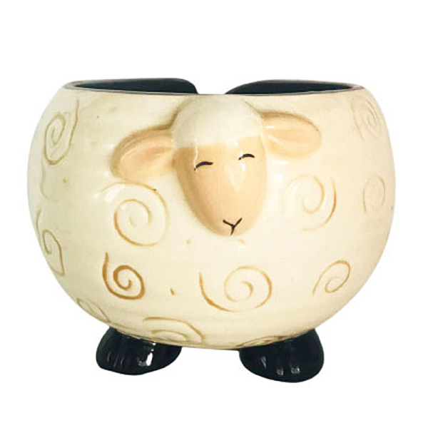 

PandaHall Lovely Sheep Shape Handmade Porcelain Yarn Bowl Holder, Knitting Wool Storage Basket, with Holes to Prevent Slipping, Lemon...