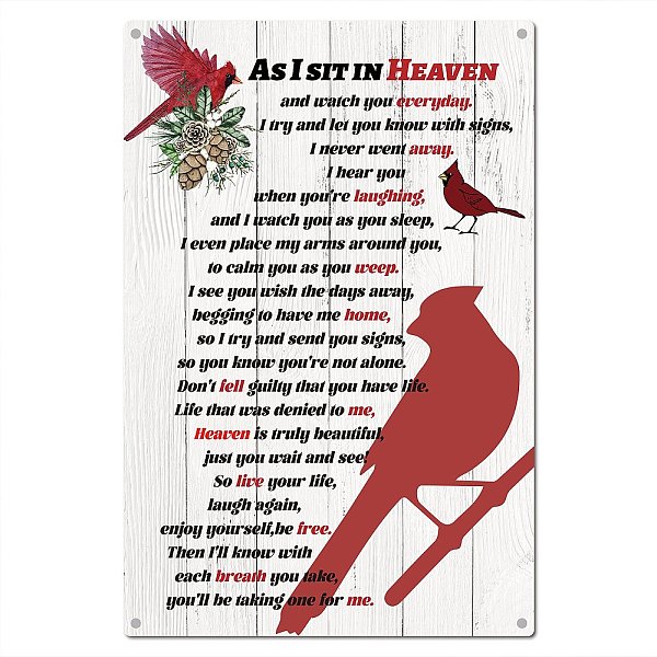 

PandaHall CREATCABIN Metal Tin Sign As I Sit in Heaven Signs Vintage Cardinals Wall Art Decor Rustic Farmhouse Backyard Home Bar Wall Patio...