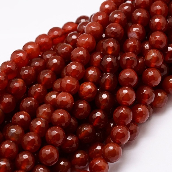 

PandaHall Dyed Natural Agate Faceted Round Beads Strands, Dark Red, 8mm, Hole: 1mm, about 48pcs/strand, 15.3 inch Red Agate Round Red