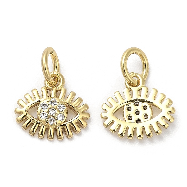 

PandaHall Brass Micro Pave Cubic Zirconia Pendants, with Jump Ring, Lead Free & Cadmium Free, Eye Charm, Real 18K Gold Plated, 9.5x10x1.5mm..., Clear