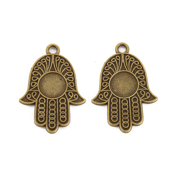 

PandaHall Tibetan Style Alloy Pendant Cabochon Settings, Cadmium Free & Lead Free, Hamsa Hand/Hand of Miriam, Antique Bronze, Tray: 10mm...