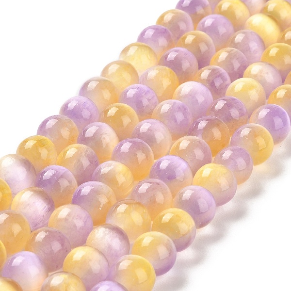 PandaHall Natural Selenite Beads Strands, Grade A, Dyed, Round, Plum, 10mm, Hole: 0.8mm, about 36~38pcs/strand, 15.16~15.35''(38.5~39cm)...