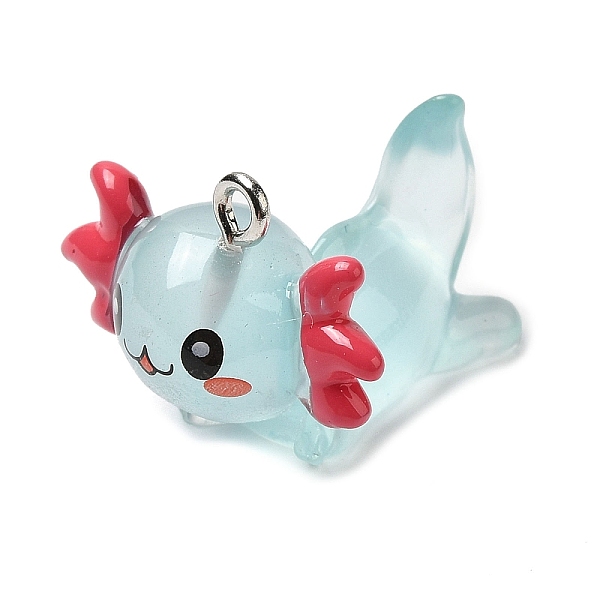 

PandaHall Cute Transparent Resin Pendants, Dragon Charms with Platinum Plated Iron Loops, Light Blue, 18x23x25.5mm, Hole: 1.6mm Iron+Resin...
