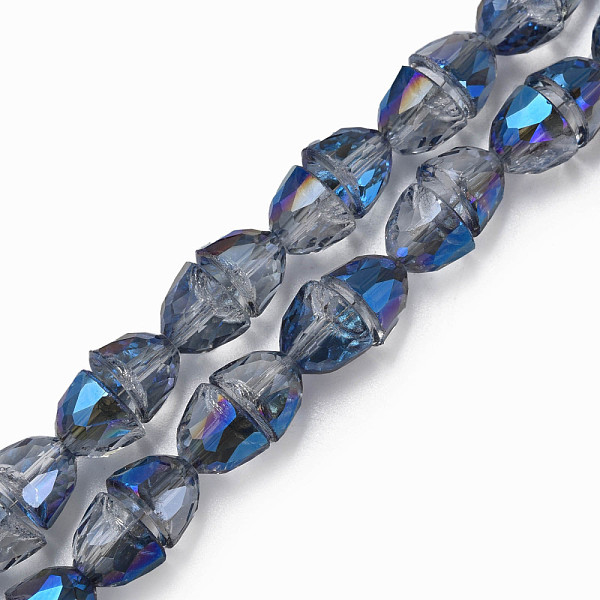 

PandaHall Electroplate Transparent Glass Beads Strands, Faceted, Bell, Blue, 8x7mm, Hole: 1mm, about 94~100pcs/strand, 25.20 inch(64cm)...